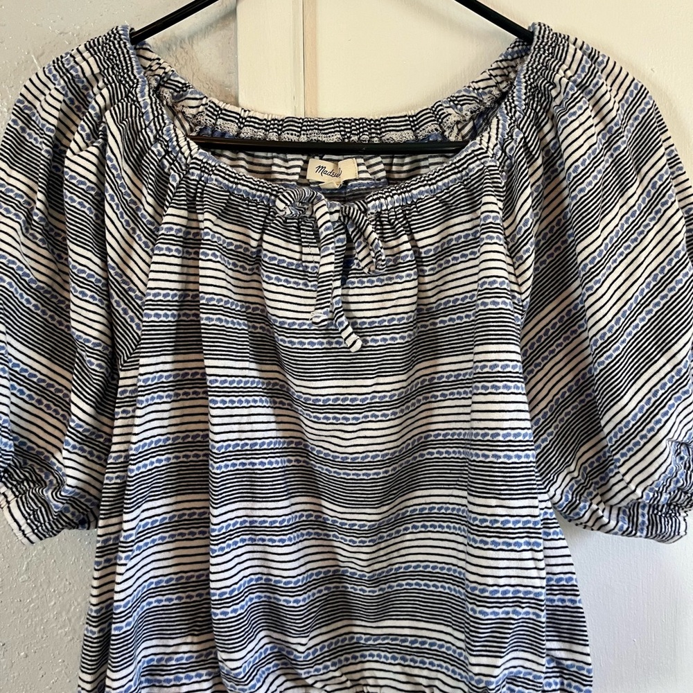 Madewell Navy, Black and White Striped Blouse